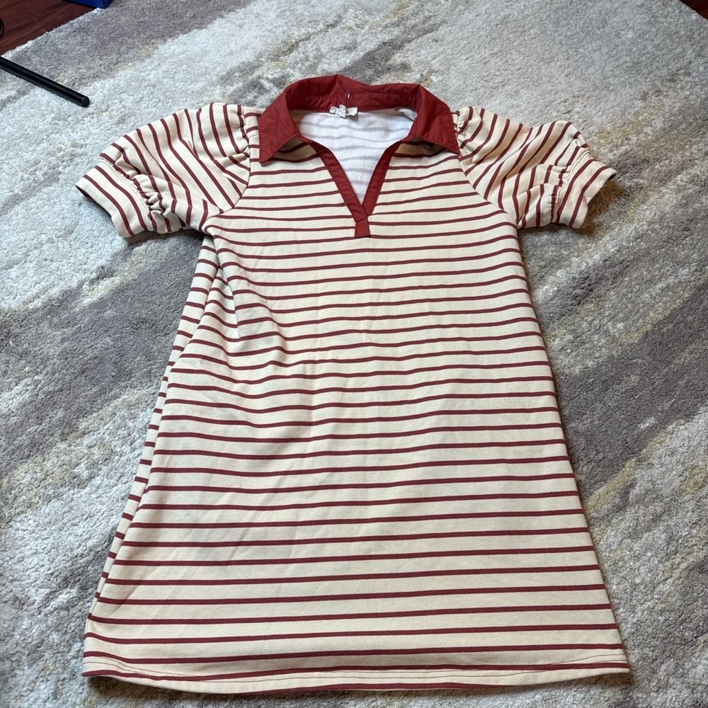 Entro Red and Cream Striped Dress